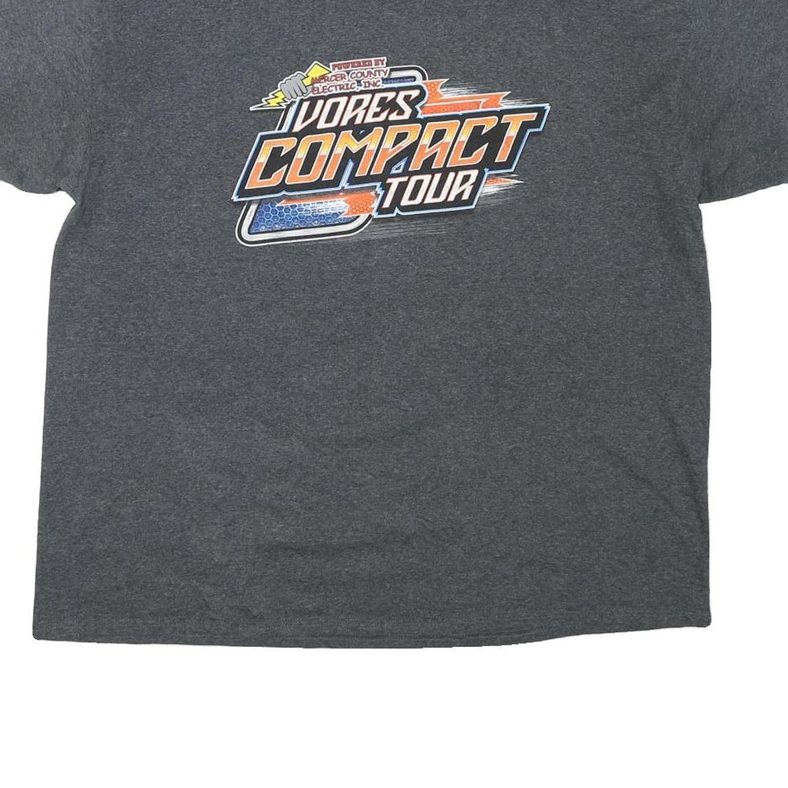 Mens Charcoal Grey Compact Tour Graphic T-Shirt XL Short Sleeve Crew Neck Racing
