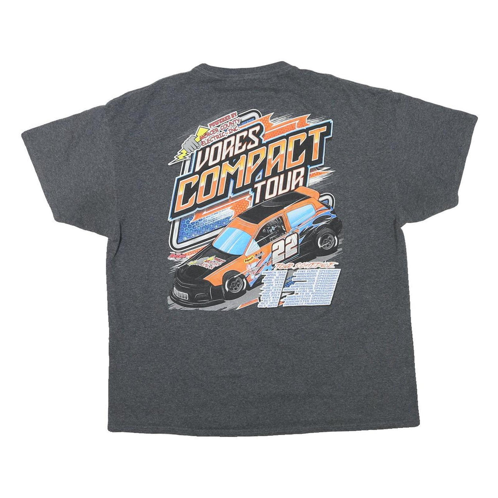 Mens Charcoal Grey Compact Tour Graphic T-Shirt XL Short Sleeve Crew Neck Racing