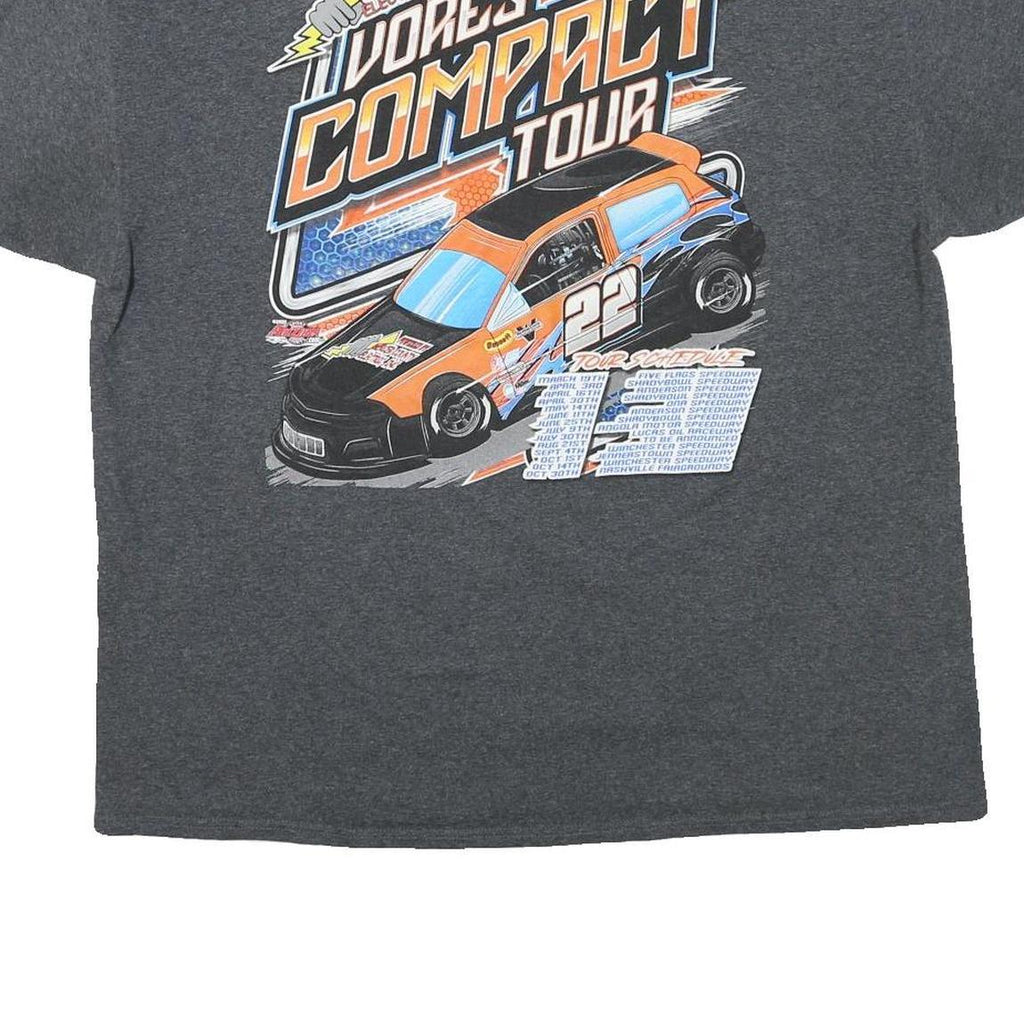 Mens Charcoal Grey Compact Tour Graphic T-Shirt XL Short Sleeve Crew Neck Racing