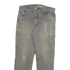 CARHARTT Mens Cotton Blend Grey Relaxed Straight Trousers W34 L30 Workwear Zip