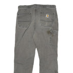CARHARTT Mens Cotton Blend Grey Relaxed Straight Trousers W34 L30 Workwear Zip