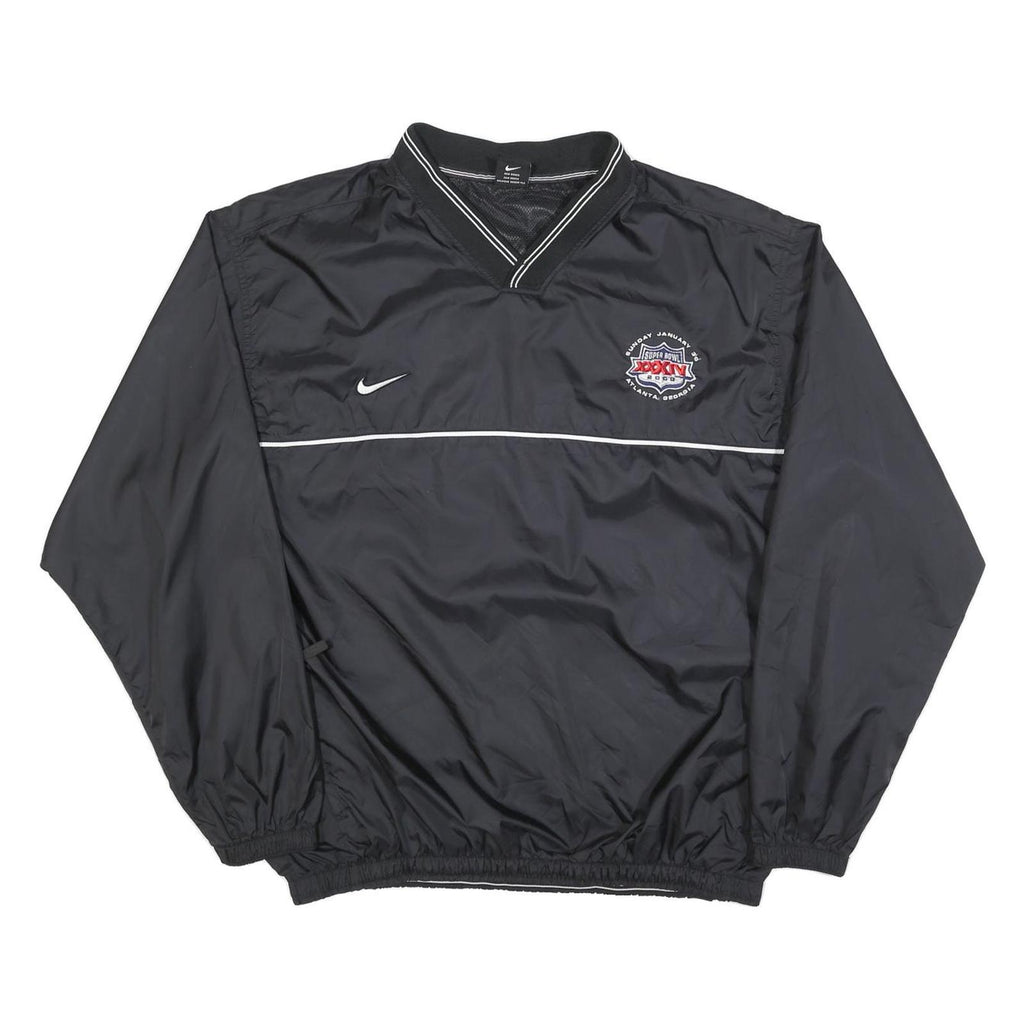 NIKE Mens Black Super Bowl XXXIV Pullover Jacket L Polyester Blend Plain