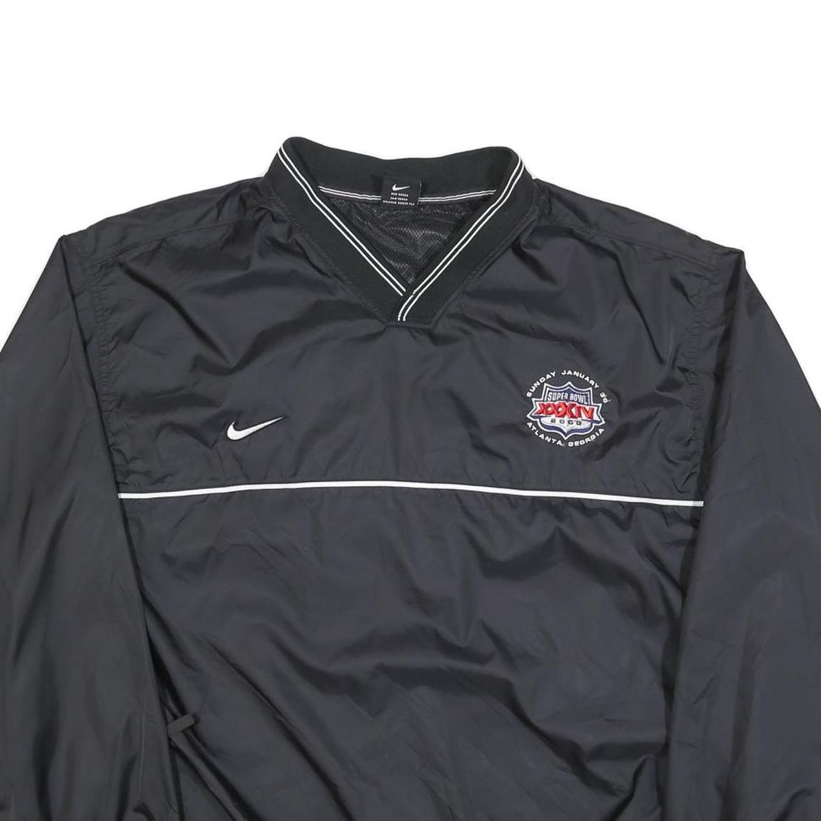 NIKE Mens Black Super Bowl XXXIV Pullover Jacket L Polyester Blend Plain