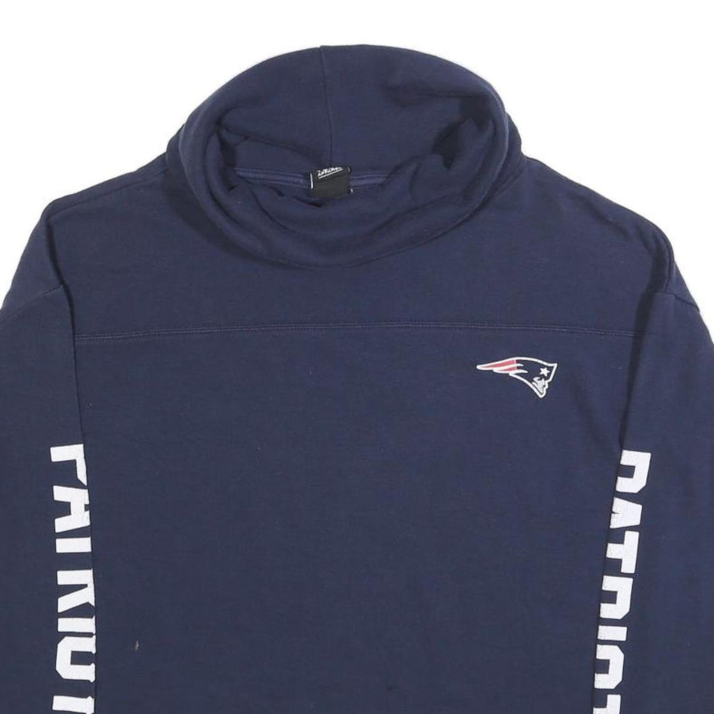 NFL Womens Blue Patriots High Neck L Sweatshirt Cotton Blend Pullover