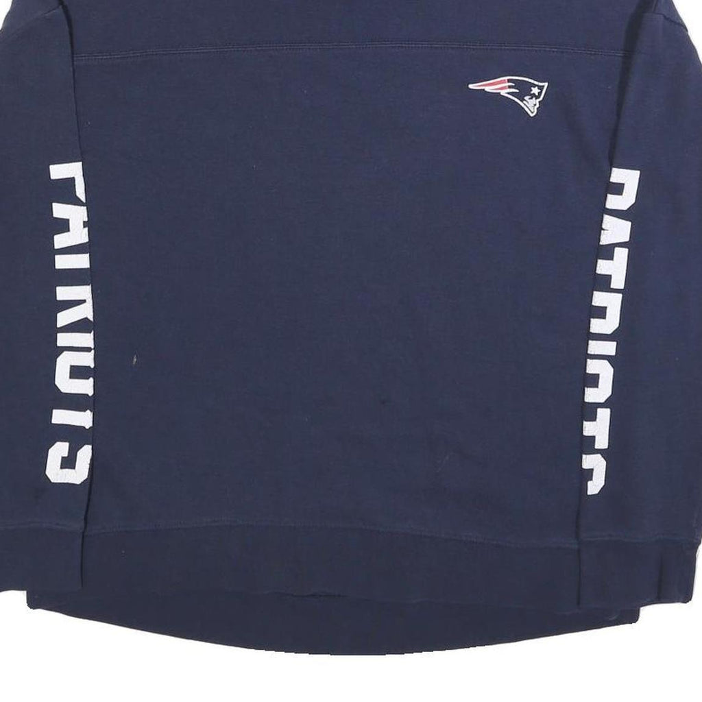 NFL Womens Blue Patriots High Neck L Sweatshirt Cotton Blend Pullover