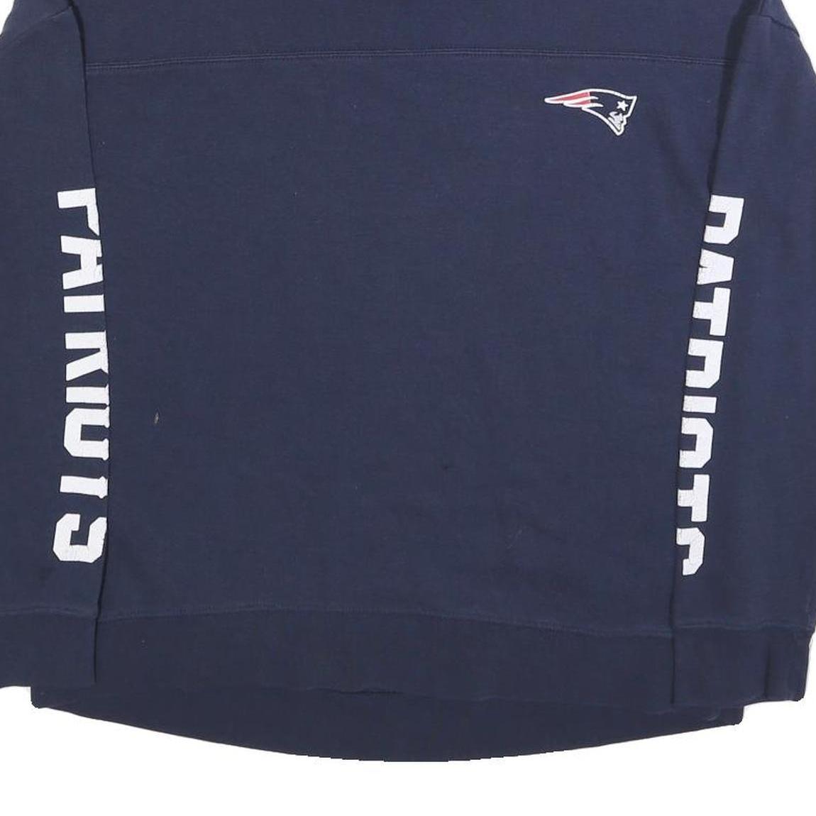 NFL Womens Blue Patriots High Neck L Sweatshirt Cotton Blend Pullover