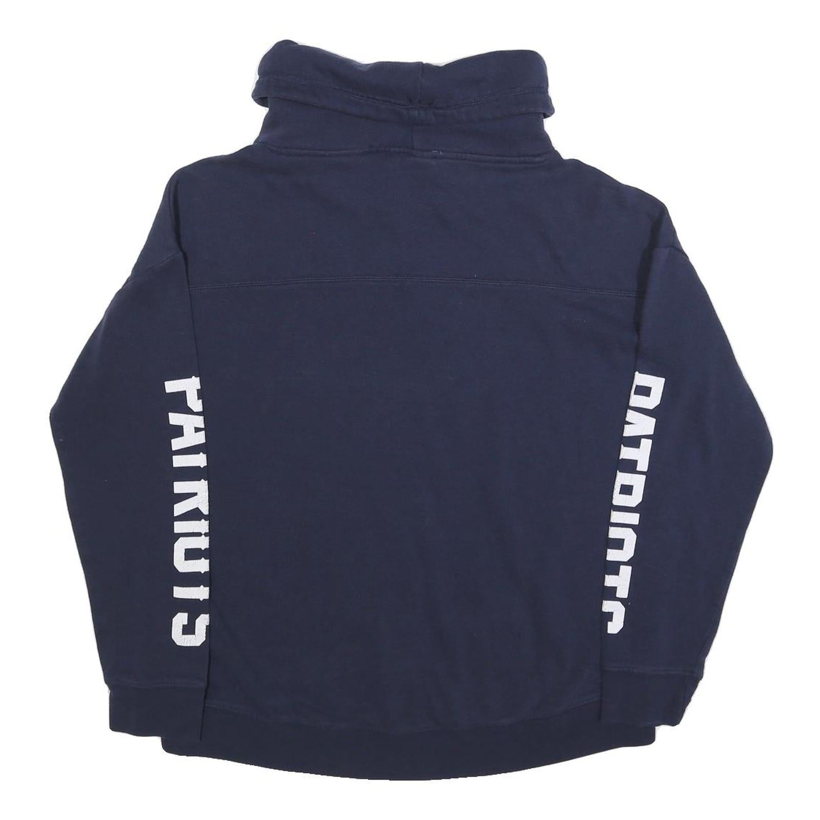 NFL Womens Blue Patriots High Neck L Sweatshirt Cotton Blend Pullover