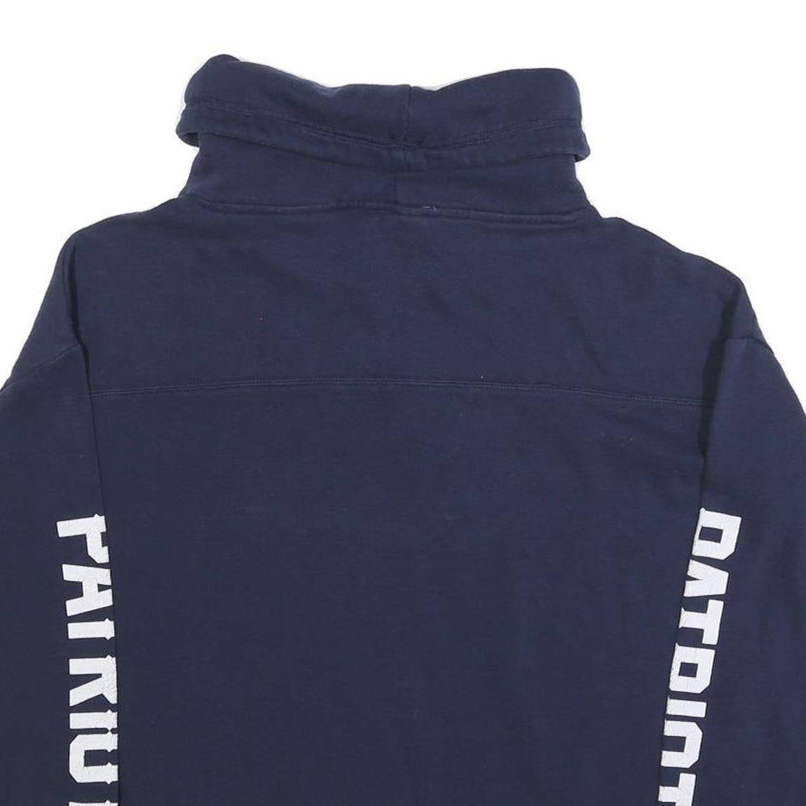 NFL Womens Blue Patriots High Neck L Sweatshirt Cotton Blend Pullover