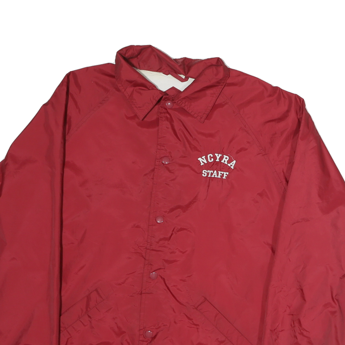 SPORTTEK Mens Red Polyester Button Jacket L Plain Lightweight Coaches Staff