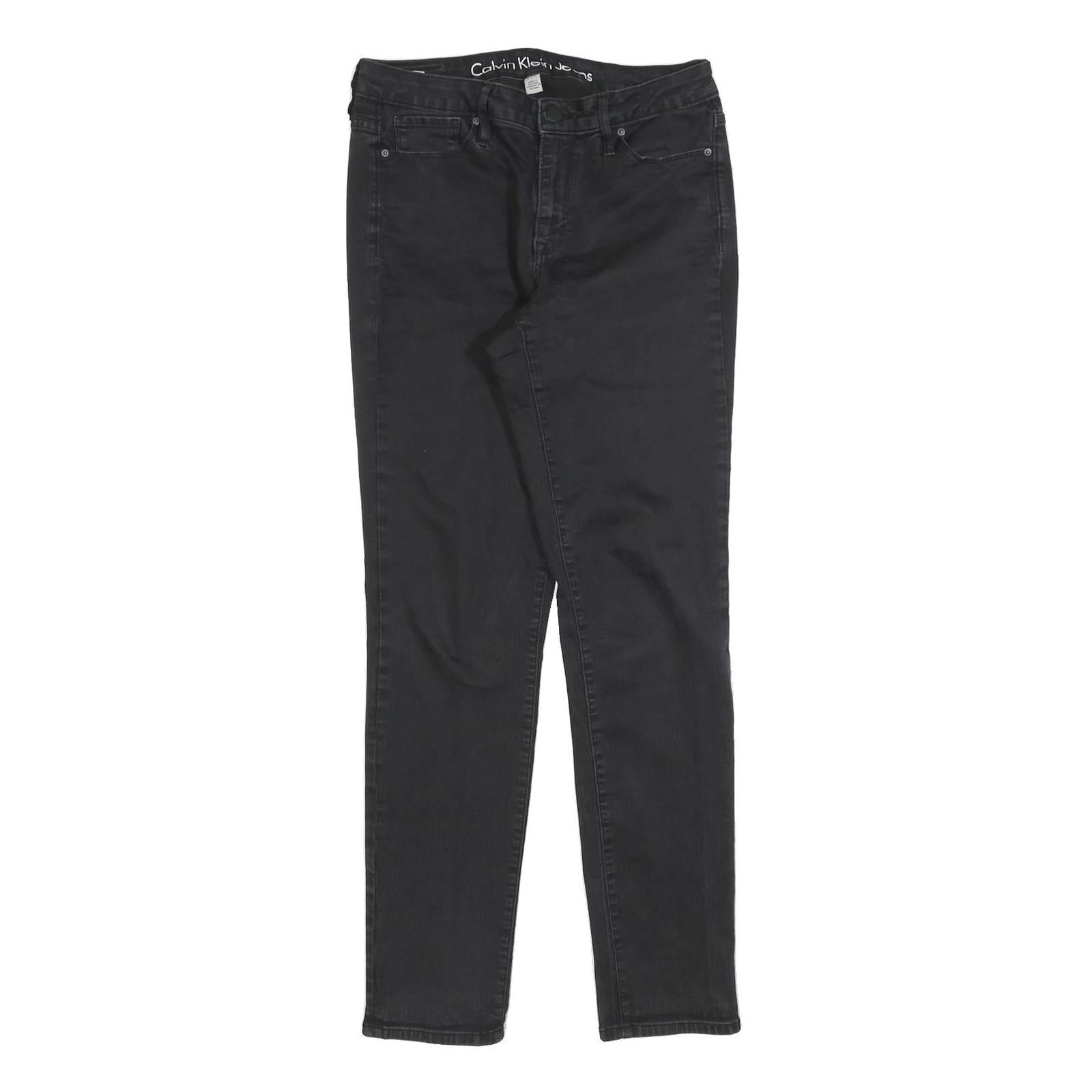 CALVIN KLEIN JEANS Womens Slim Black Denim Jeans W28 L32 Stylish Zip Closure