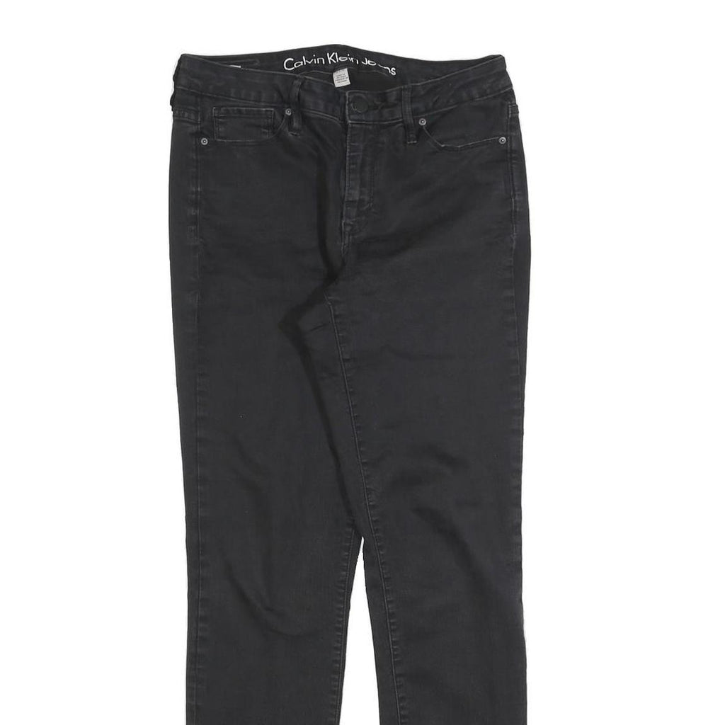 CALVIN KLEIN JEANS Womens Slim Black Denim Jeans W28 L32 Stylish Zip Closure
