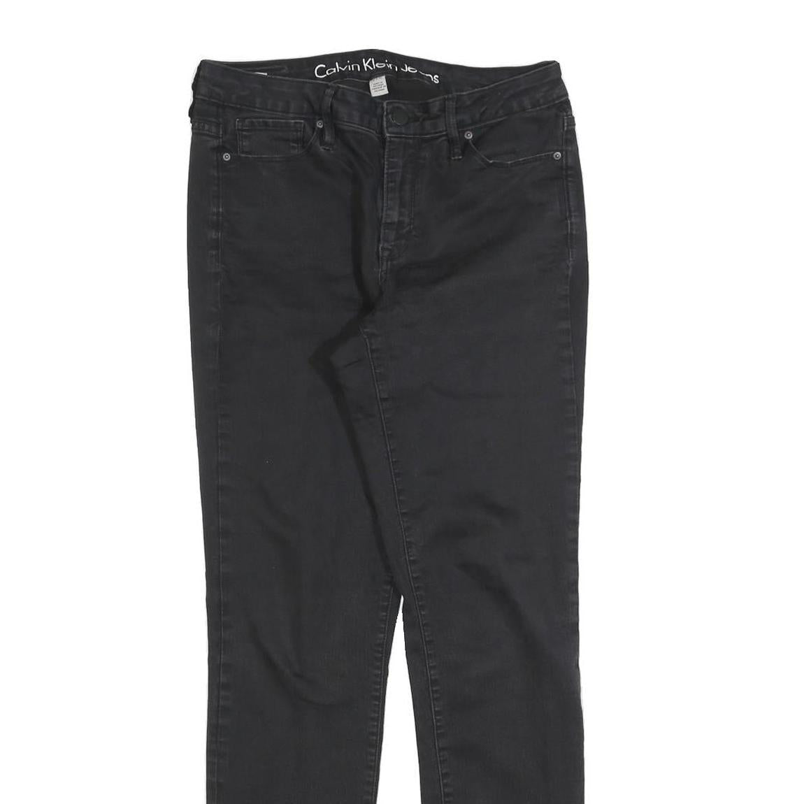 CALVIN KLEIN JEANS Womens Slim Black Denim Jeans W28 L32 Stylish Zip Closure