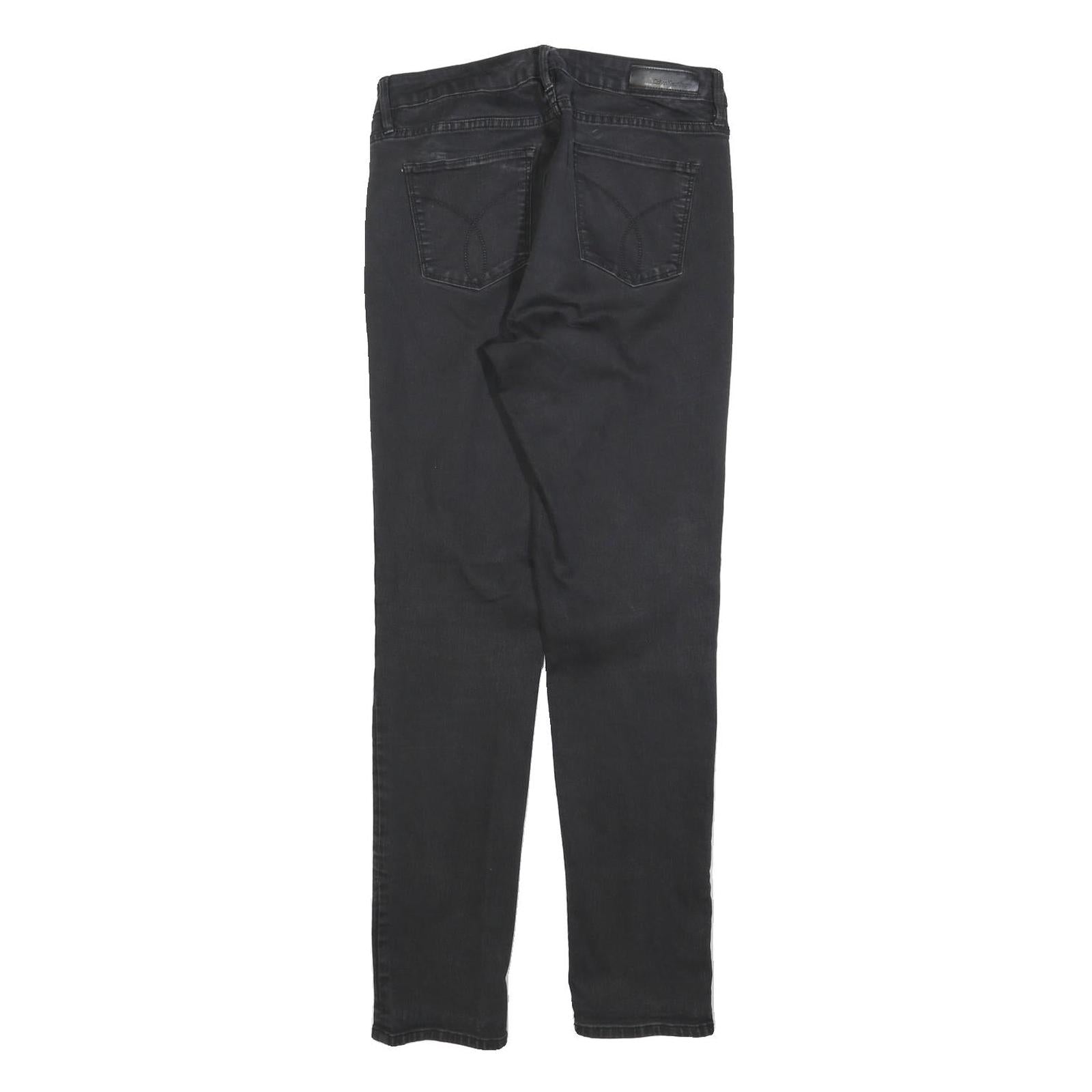 CALVIN KLEIN JEANS Womens Slim Black Denim Jeans W28 L32 Stylish Zip Closure