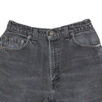 LEVI'S Womens Black Denim Floral Patch Shorts XS W26 Distressed Hem Cropped