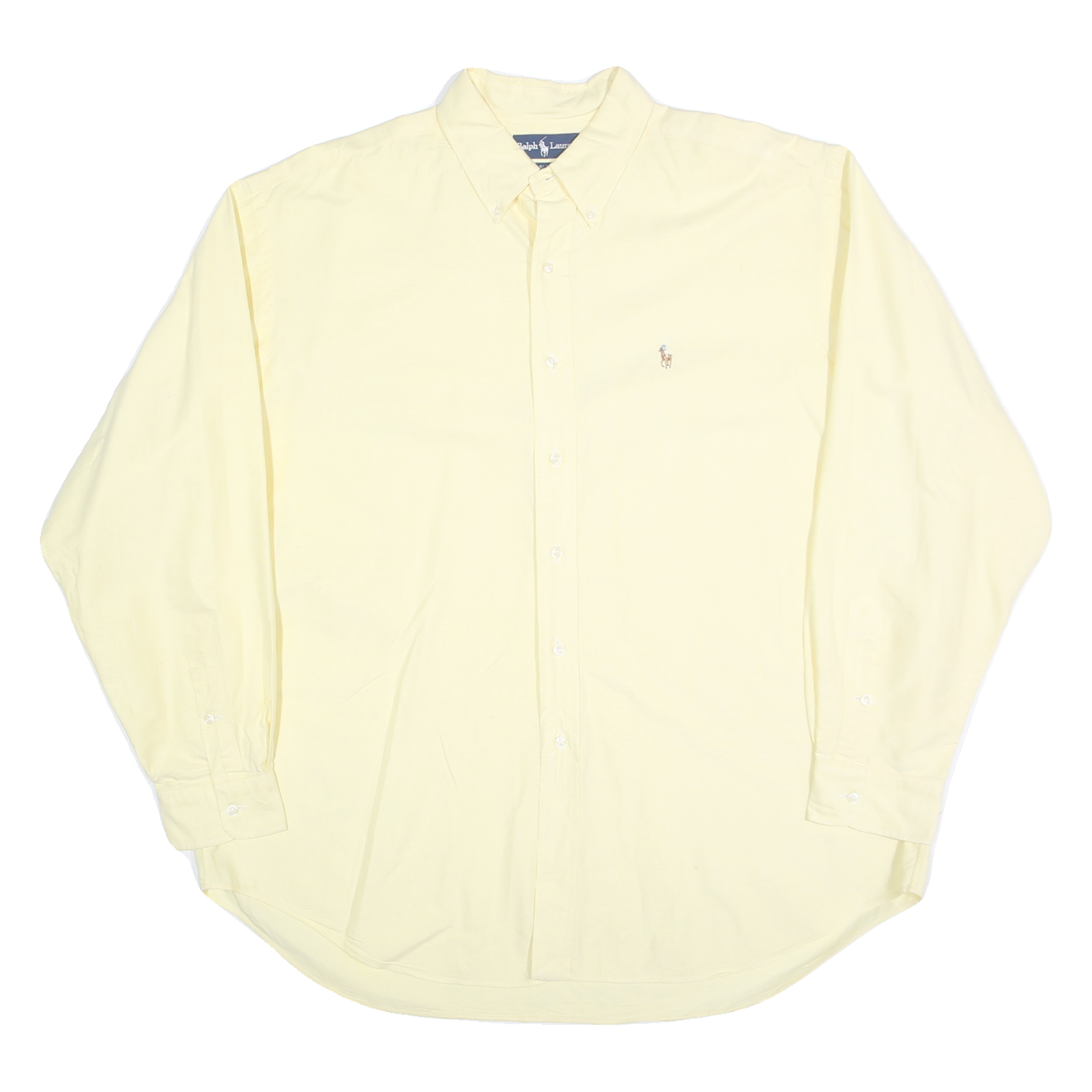 RALPH LAUREN Mens Yellow Plain Shirt XL Classic Button-Down Cotton Blend