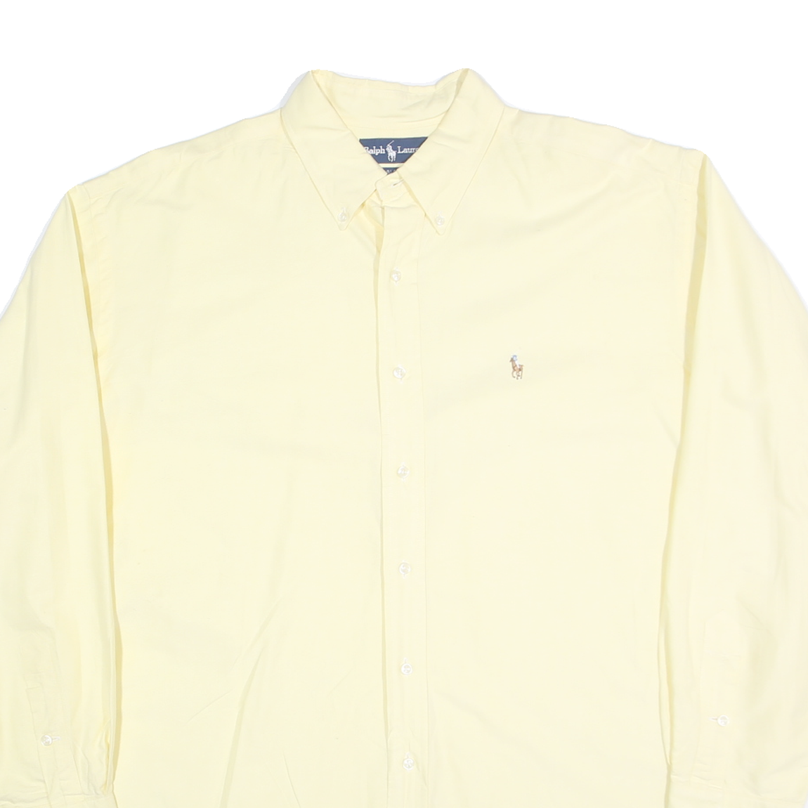 RALPH LAUREN Mens Yellow Plain Shirt XL Classic Button-Down Cotton Blend