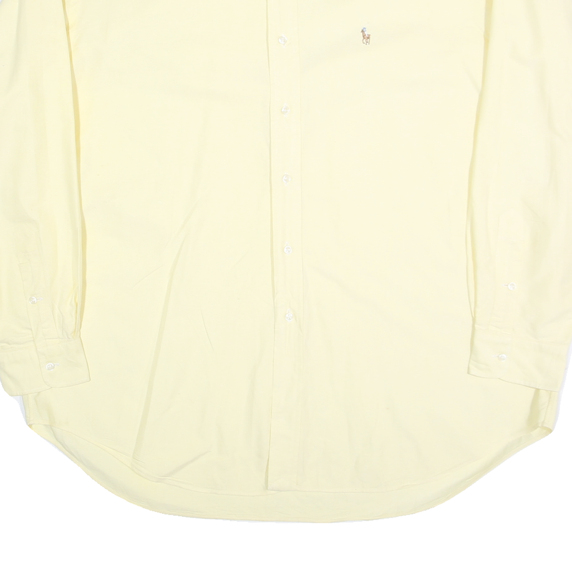 RALPH LAUREN Mens Yellow Plain Shirt XL Classic Button-Down Cotton Blend