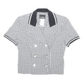 POSITIVE ATTITUDE Womens Black & White Check Double Breasted Shirt Short Sleeve