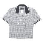 POSITIVE ATTITUDE Womens Black & White Check Double Breasted Shirt Short Sleeve