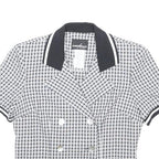 POSITIVE ATTITUDE Womens Black & White Check Double Breasted Shirt Short Sleeve