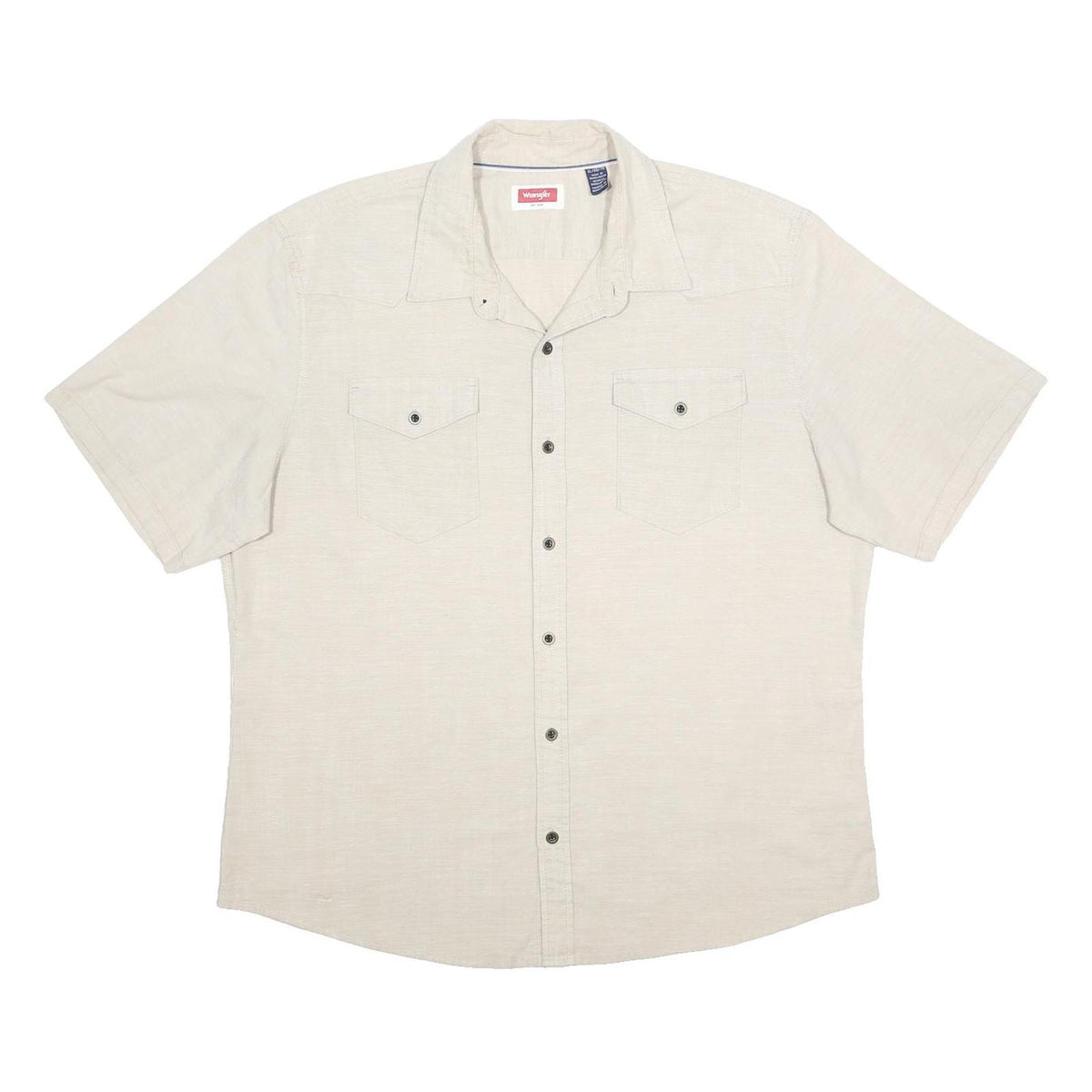 WRANGLER Mens Cream Shirt XL Cotton Blend Casual Button Pocket