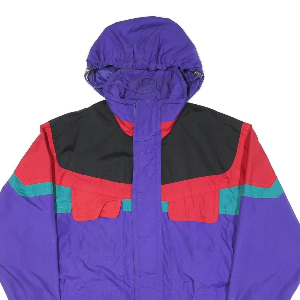 CB SPORTS Mens Purple Red & Green Outdoor Jacket M Polyester Blend Zip Hooded
