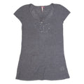 WHITE STUFF Womens Jumper Grey Tight Knit Short Sleeve Wool UK 10