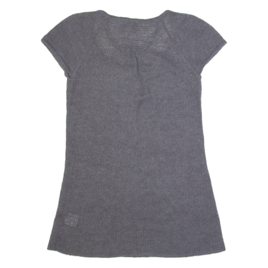 WHITE STUFF Womens Jumper Grey Tight Knit Short Sleeve Wool UK 10