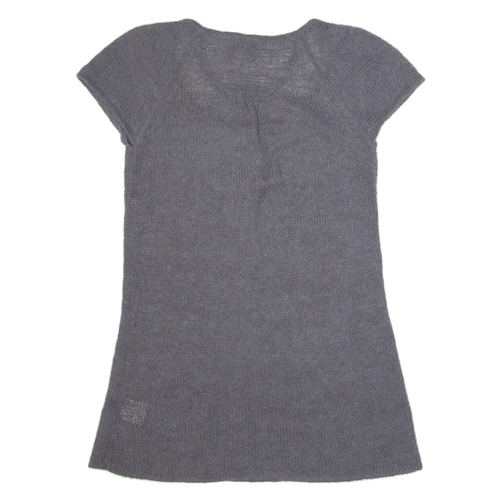 WHITE STUFF Womens Jumper Grey Tight Knit Short Sleeve Wool UK 10