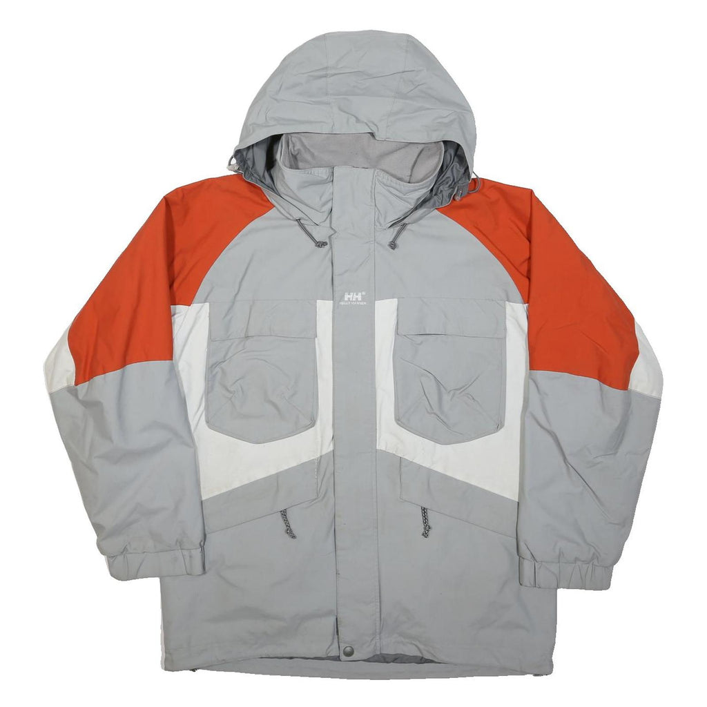 HELLY HANSEN Boys Grey & Orange Colourblock Outdoor Hooded Zip Jacket 16Y