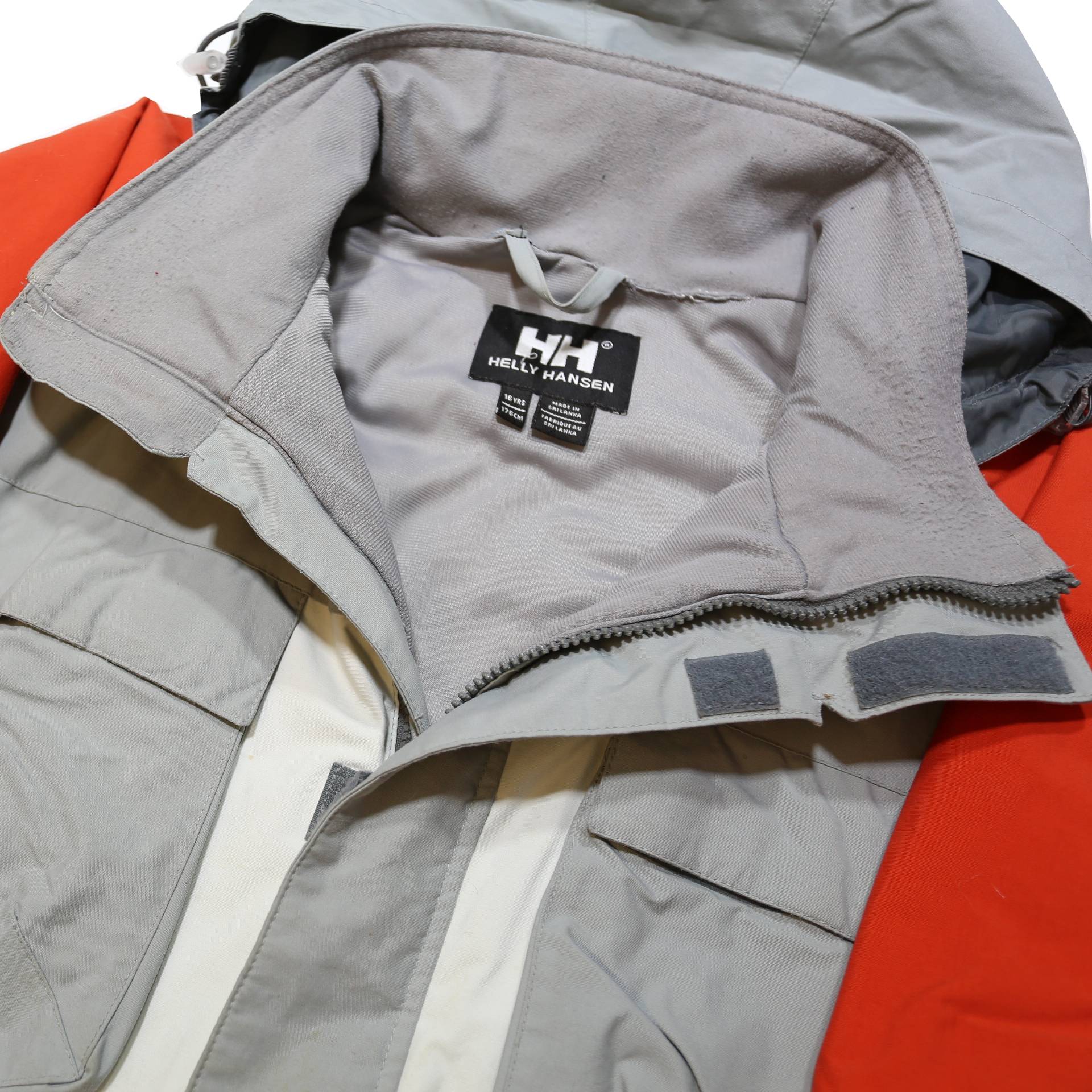 HELLY HANSEN Boys Grey & Orange Colourblock Outdoor Hooded Zip Jacket 16Y