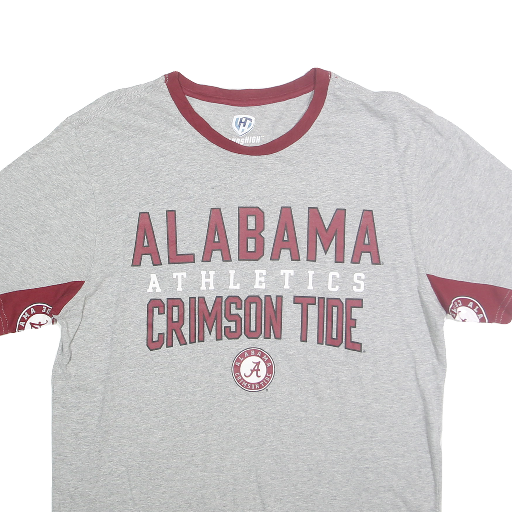 HANDSHIGH Mens Grey & Crimson Alabama Crimson Tide Graphic T-Shirt XL Short