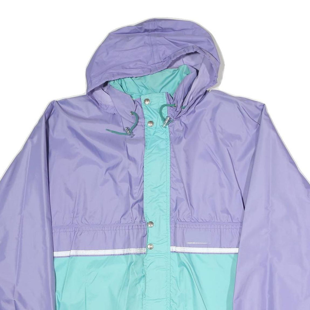 Womens Purple & Aqua Casual Jacket M Polyester Hooded Zip Colourblock Stylish