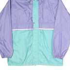 Womens Purple & Aqua Casual Jacket M Polyester Hooded Zip Colourblock Stylish