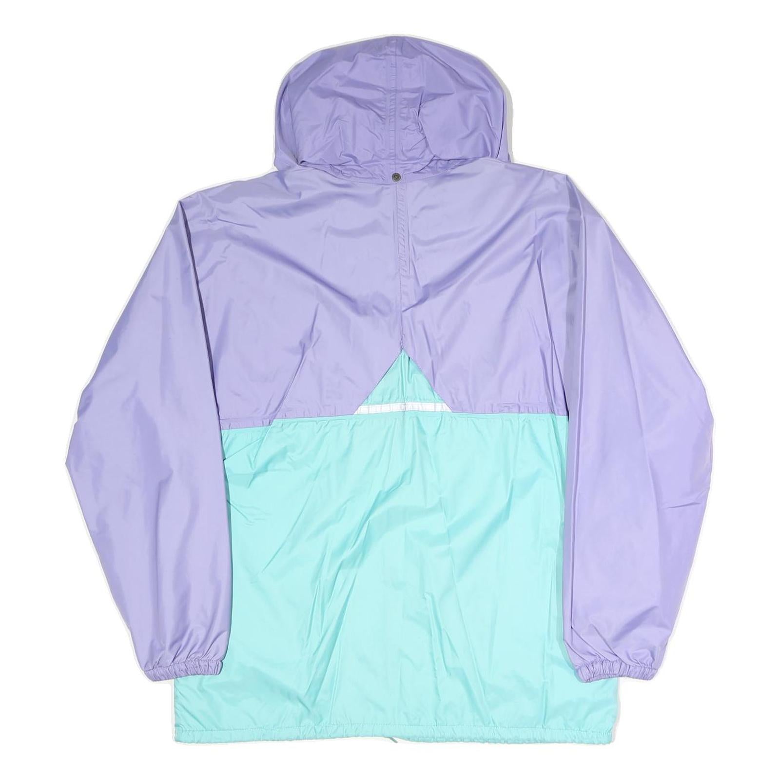 Womens Purple & Aqua Casual Jacket M Polyester Hooded Zip Colourblock Stylish