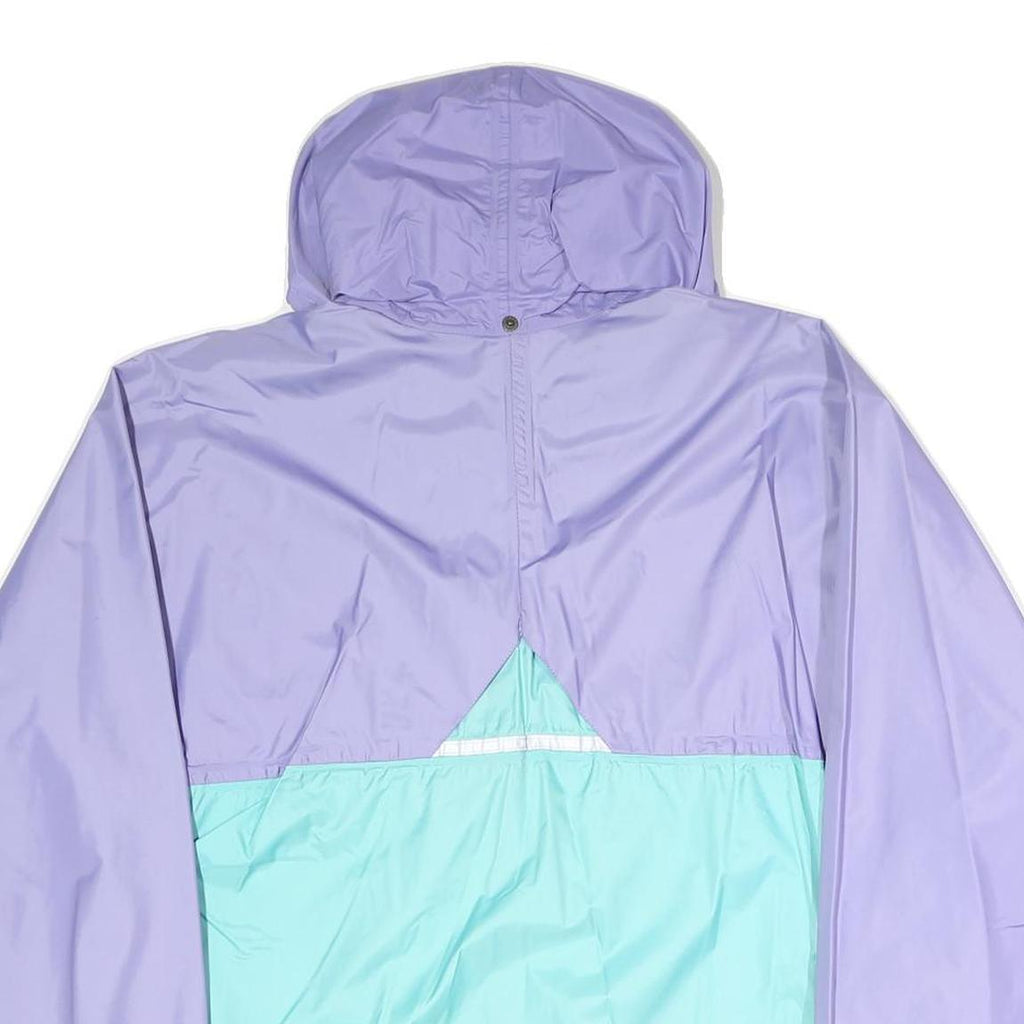 Womens Purple & Aqua Casual Jacket M Polyester Hooded Zip Colourblock Stylish