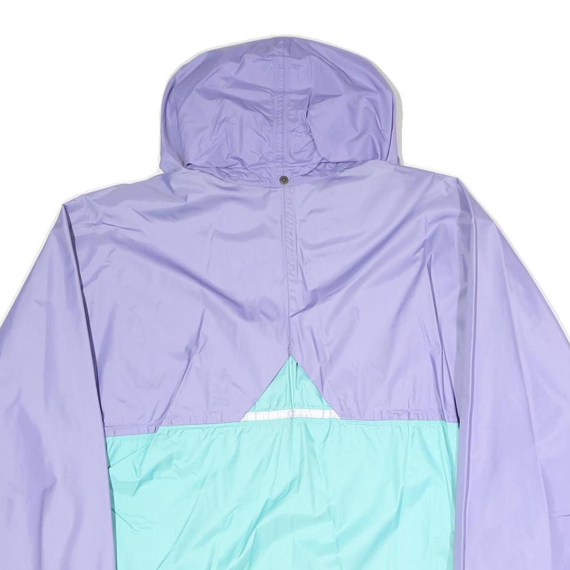 Womens Purple & Aqua Casual Jacket M Polyester Hooded Zip Colourblock Stylish