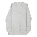 ZARA Womens Grey Cotton Blend Blouse Long Sleeve Button Neck M Casual