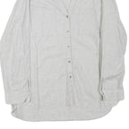 ZARA Womens Grey Cotton Blend Blouse Long Sleeve Button Neck M Casual