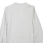ZARA Womens Grey Cotton Blend Blouse Long Sleeve Button Neck M Casual