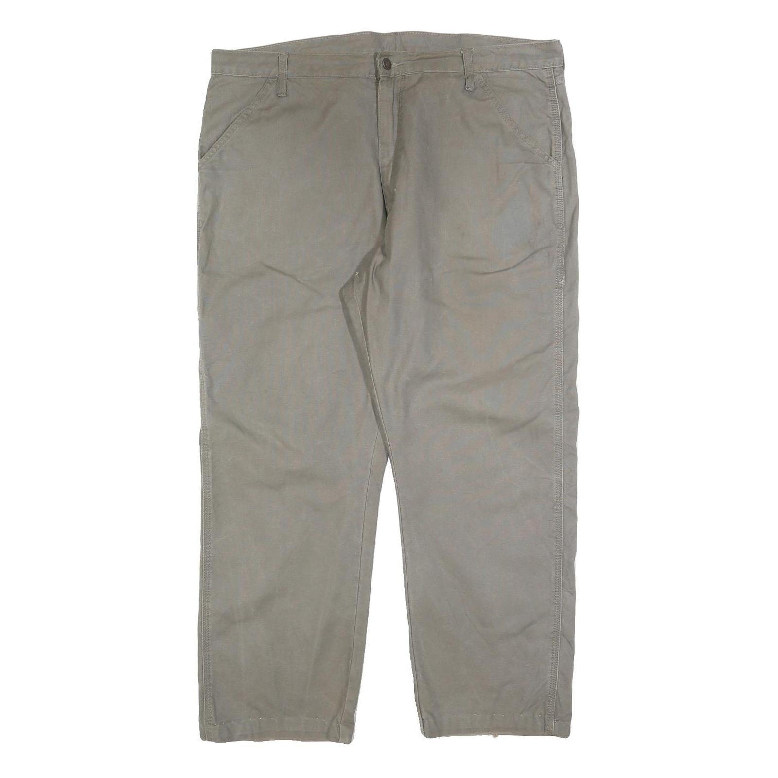 DICKIES Mens Cotton Blend Relaxed W38 L28 Beige Workwear Trousers Zip Closure