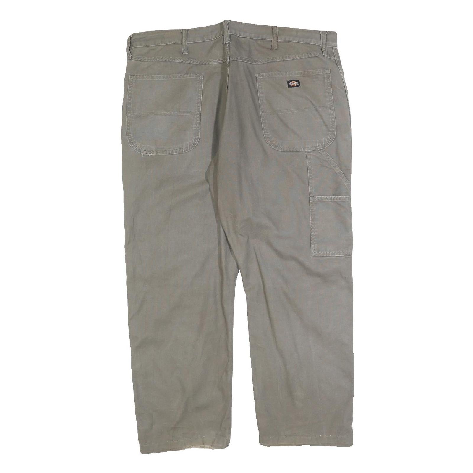 DICKIES Mens Cotton Blend Relaxed W38 L28 Beige Workwear Trousers Zip Closure