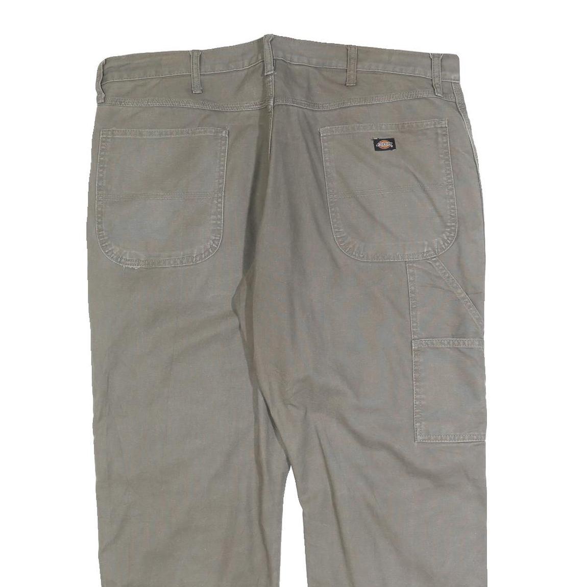 DICKIES Mens Cotton Blend Relaxed W38 L28 Beige Workwear Trousers Zip Closure