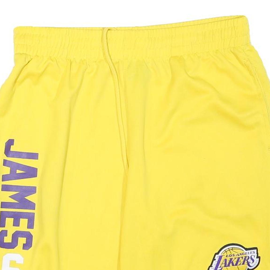 NBA Mens Yellow Sports Shorts L W30 James 6 Los Angeles Lakers Print