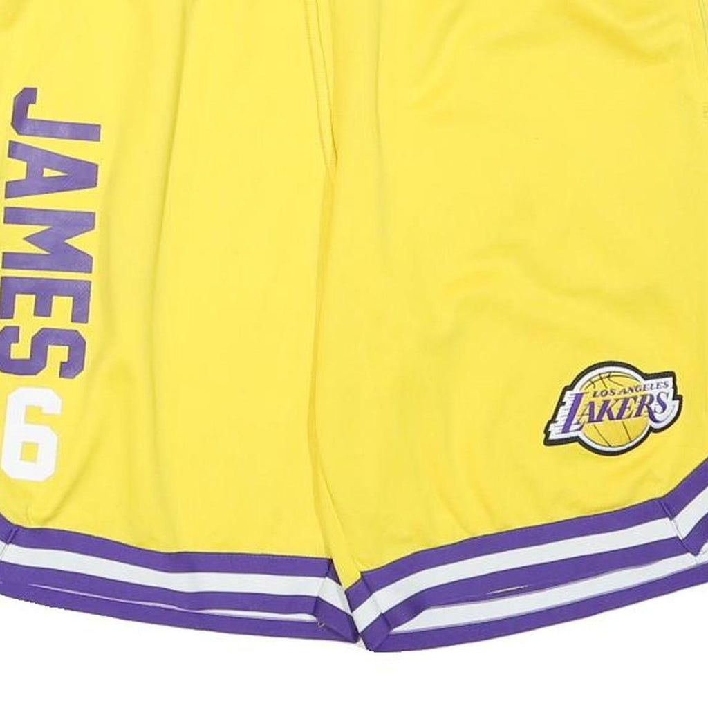 NBA Mens Yellow Sports Shorts L W30 James 6 Los Angeles Lakers Print