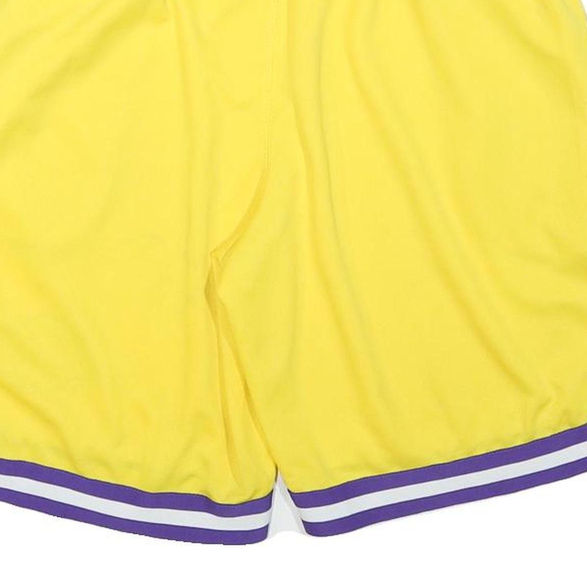NBA Mens Yellow Sports Shorts L W30 James 6 Los Angeles Lakers Print