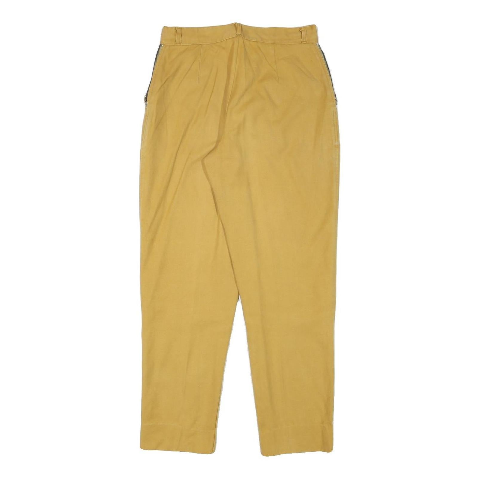ACKERMANN Mens Cotton Blend Yellow Relaxed Straight Trousers W26 L27 Zip Casual