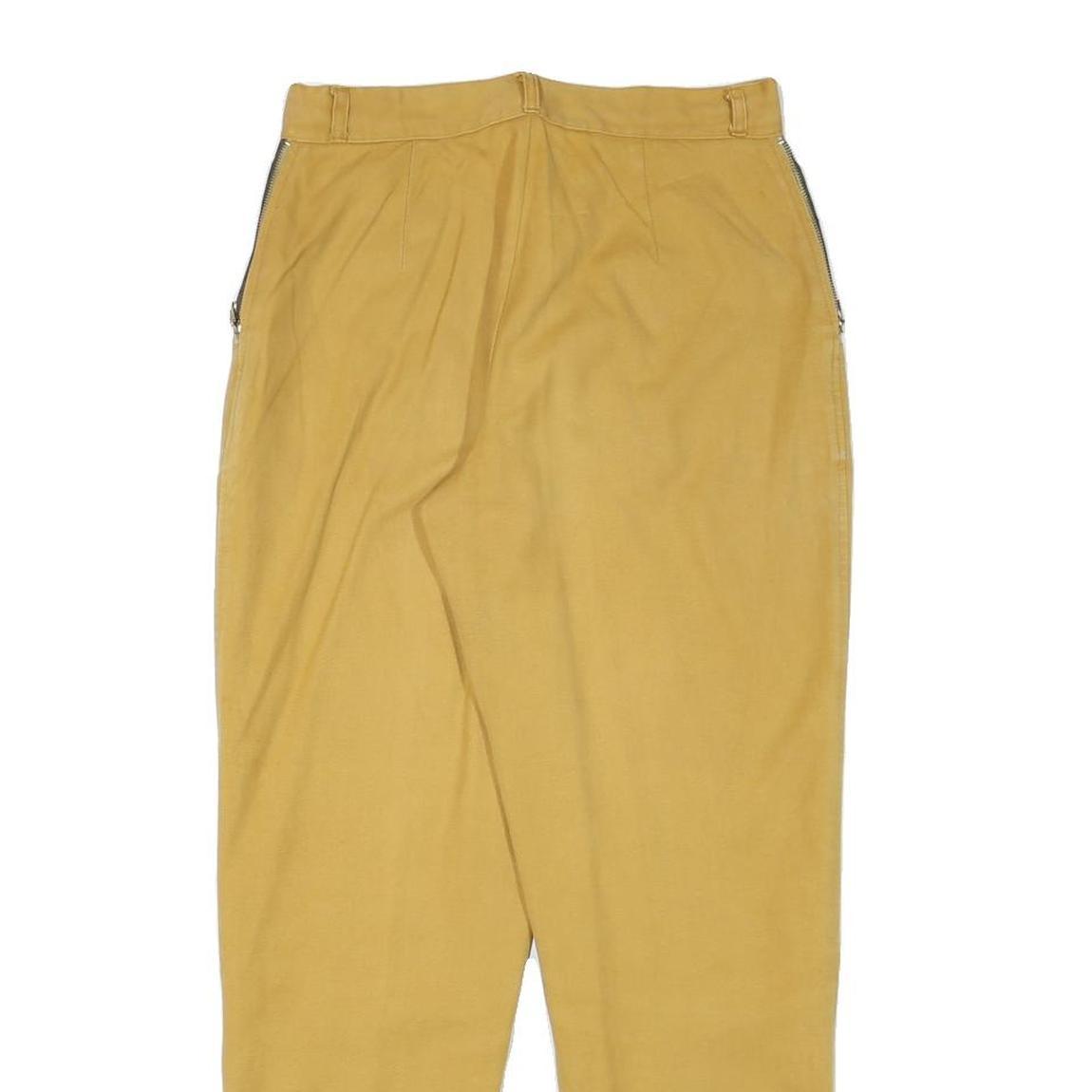 ACKERMANN Mens Cotton Blend Yellow Relaxed Straight Trousers W26 L27 Zip Casual
