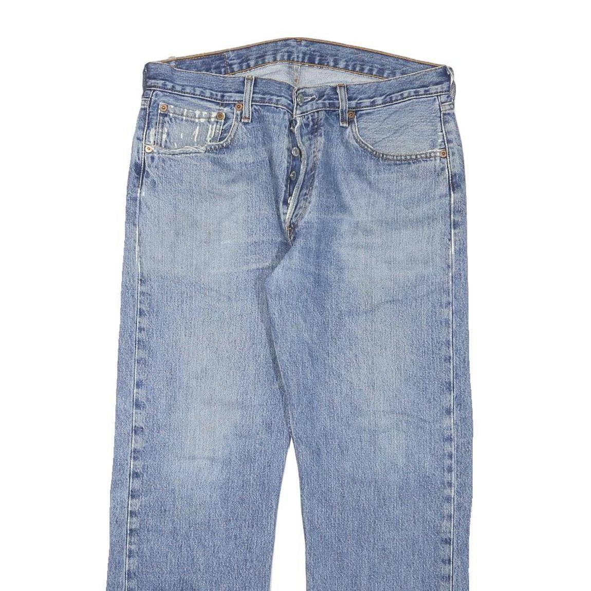 LEVI'S 501 Mens Jeans Blue Regular Straight Denim Light W32 L28 Classic Button