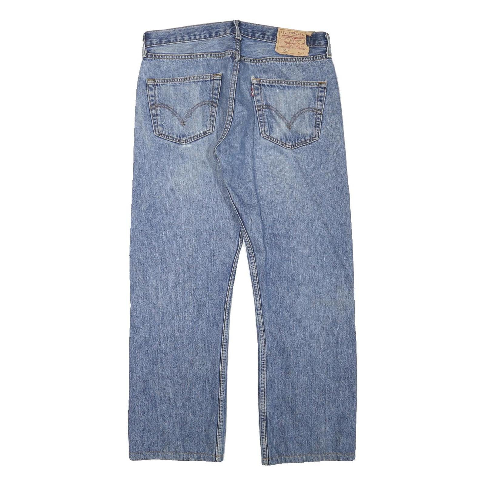 LEVI'S 501 Mens Jeans Blue Regular Straight Denim Light W32 L28 Classic Button